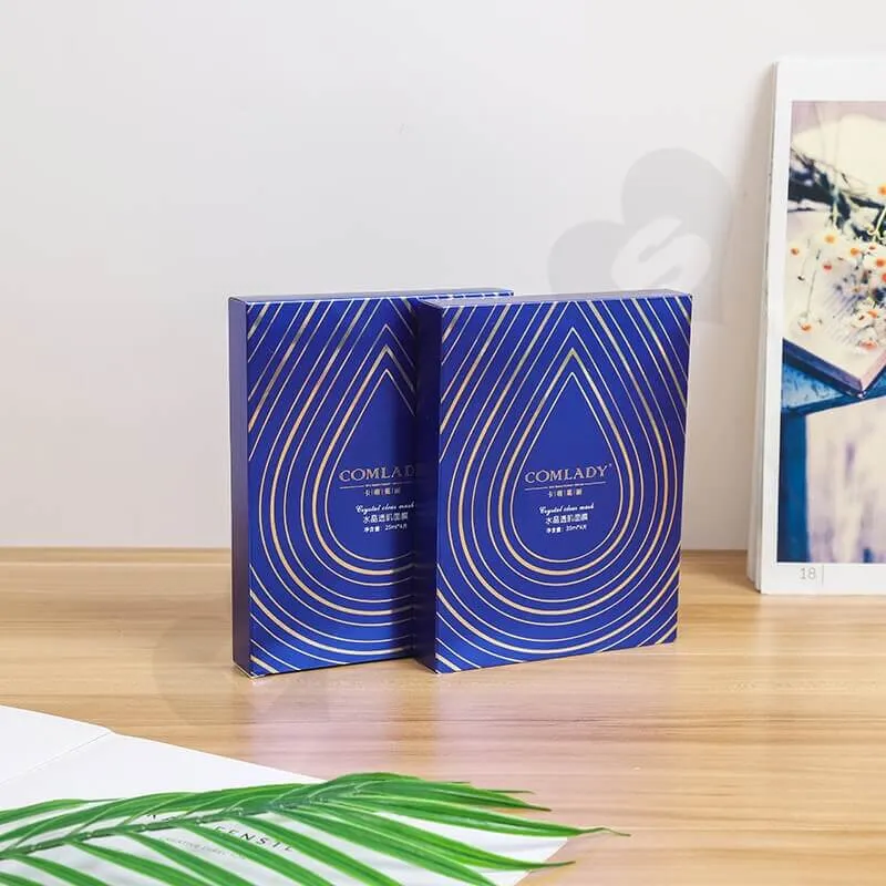 Printed Gold Foil Stamping Cardboard Box For Facial Mask side view one