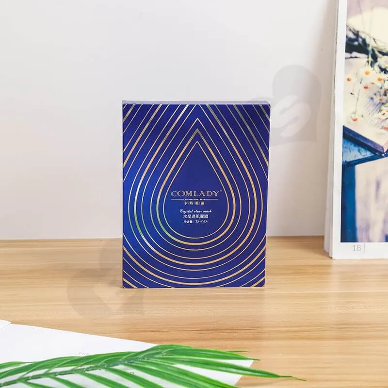 Printed Gold Foil Stamping Cardboard Box For Facial Mask side view two