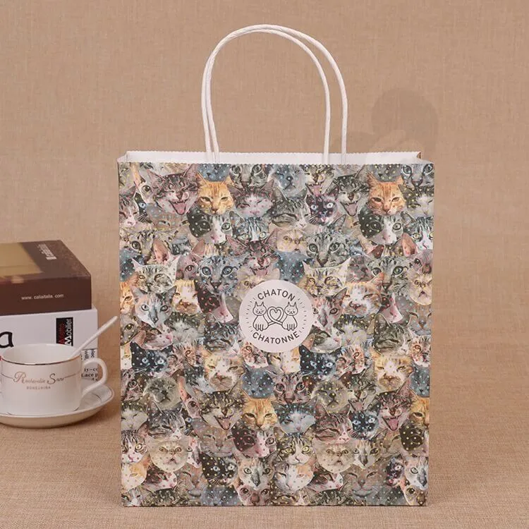 Recycled Material Kraft Paper Bags side view two