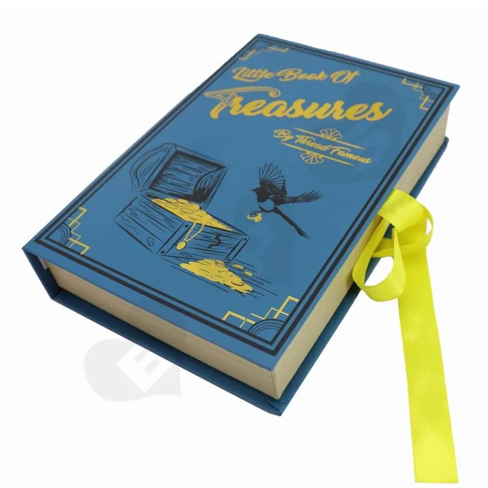 Ribbon Closure Book Box side view one