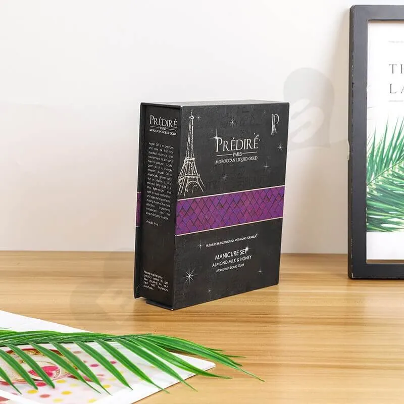 Rigid Color Printed Box For Manicure Set side view one