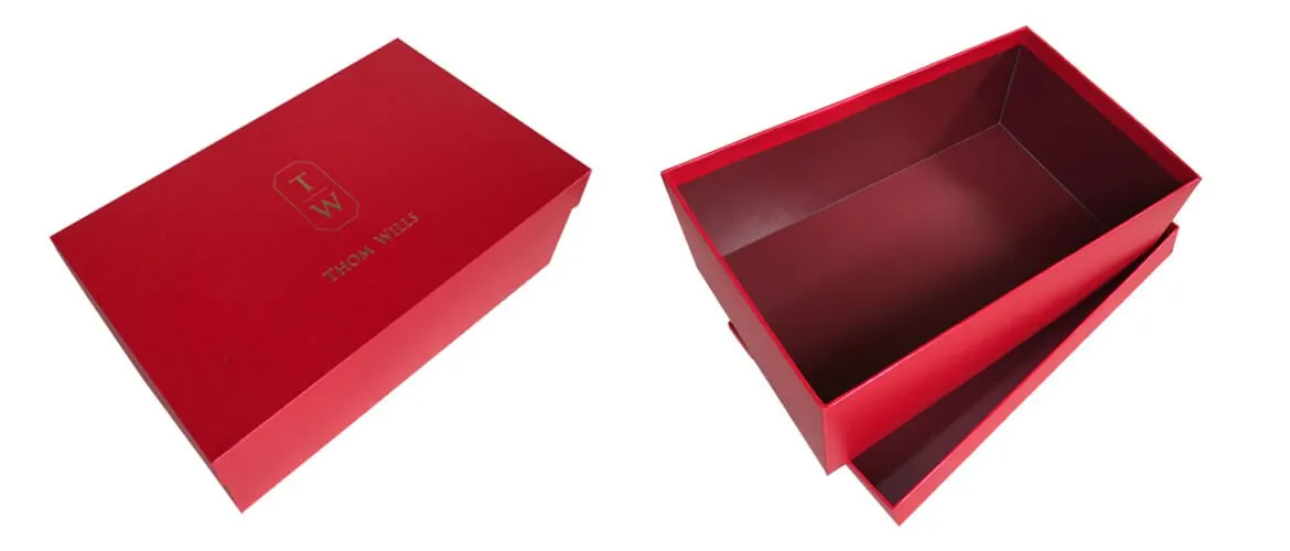 Rigid board top and bottom shoes packaging boxes