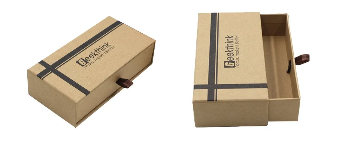 Rigid drawer with soft kraft paper sleeve packaging