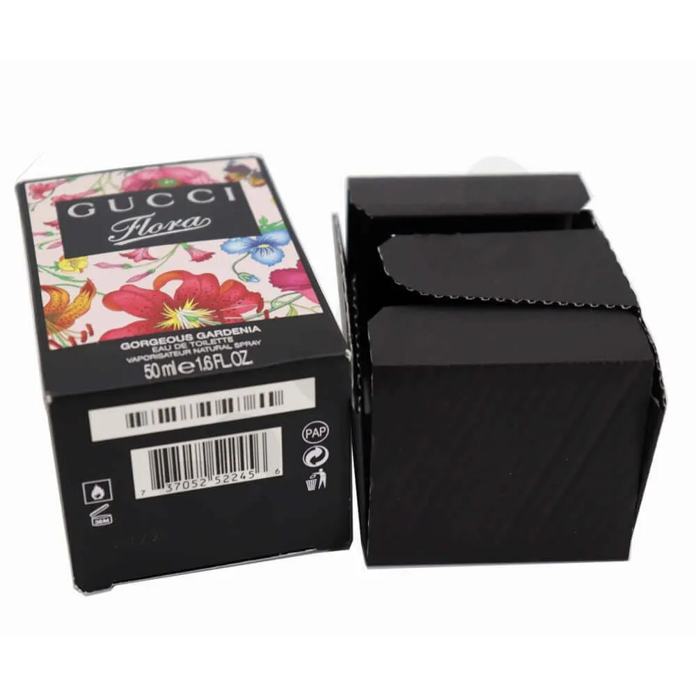 Silver Foiled Luxury Perfume Packaging Box with Black Inserts side view six