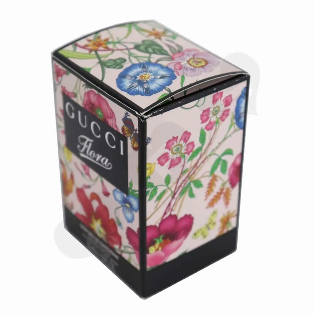Silver Foiled Luxury Perfume Packaging Box with Black Inserts side view two