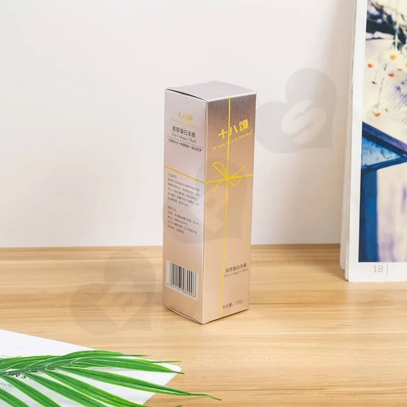 Silver Specialty Folding Box For Collagen Facial Mask side view one