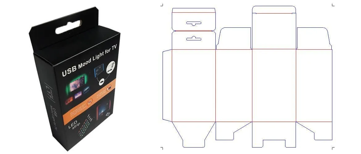 Snap bottom box with hang tab