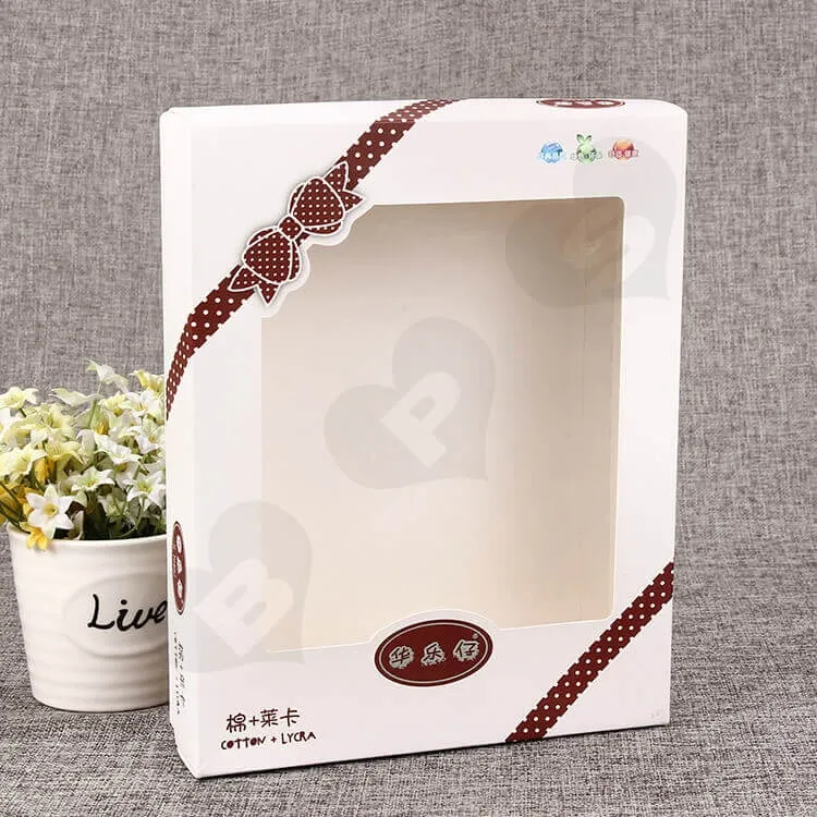 White Cardboard Box With Plastic Window For Clothes side view two