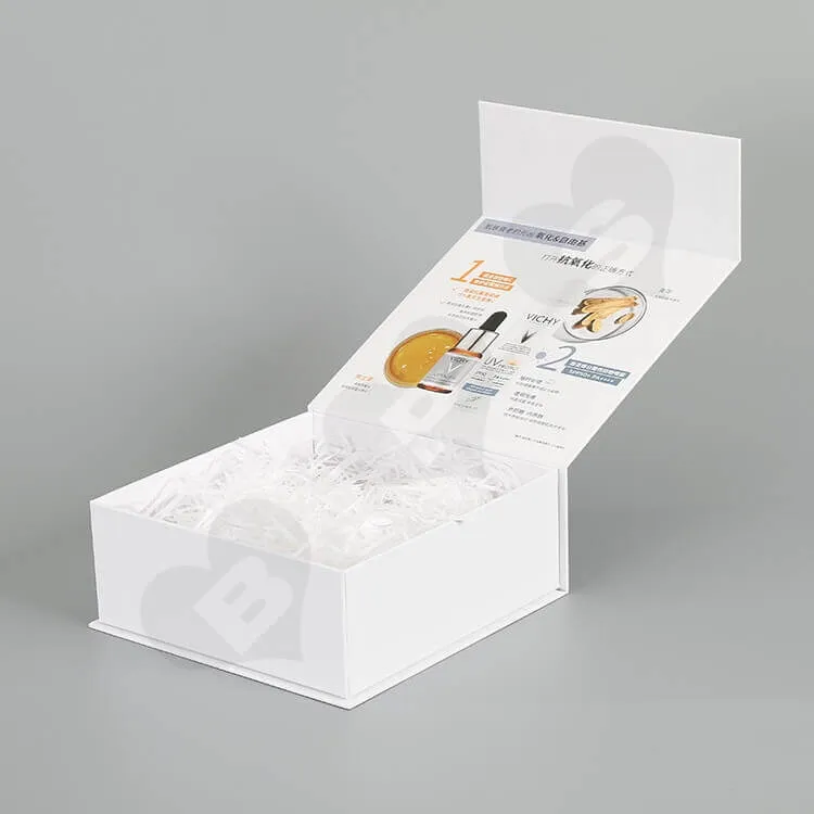 White Cardboard Magnetic Closure Box For Skin Care Product side view one