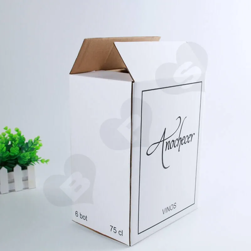 White Kraft Shipping Box For Wine side view one