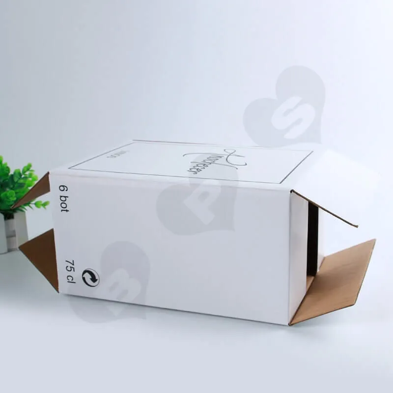 White Kraft Shipping Box For Wine side view three