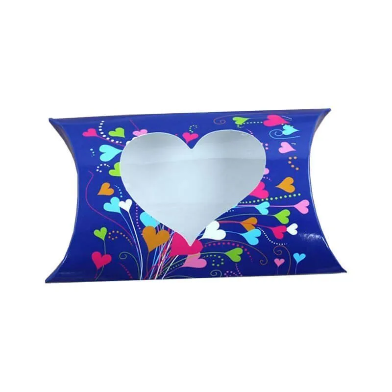 art paper material pillow box with clear window