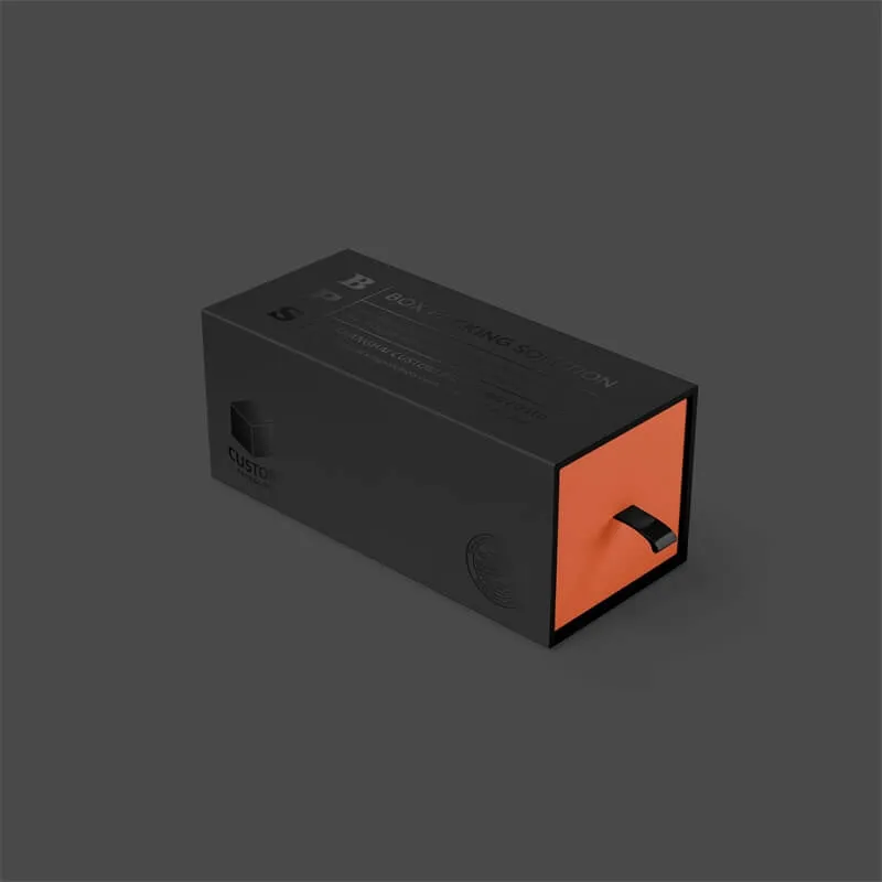 black rigid slide drawer box with UV varnish 1