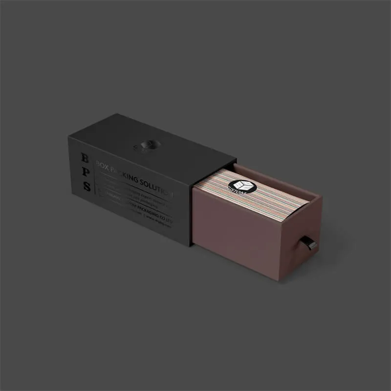 black rigid slide drawer box with UV varnish
