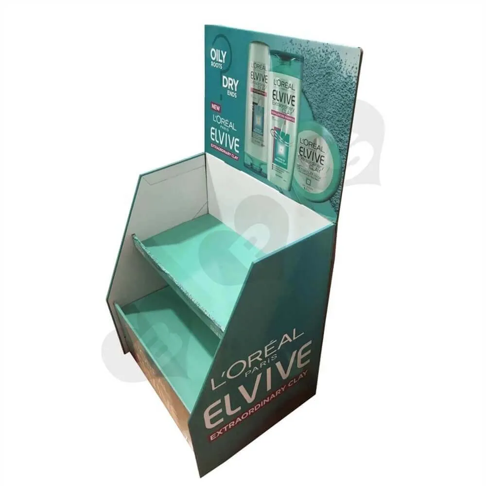 Corrugated Cosmetic PDQ Shelf Sideview Three