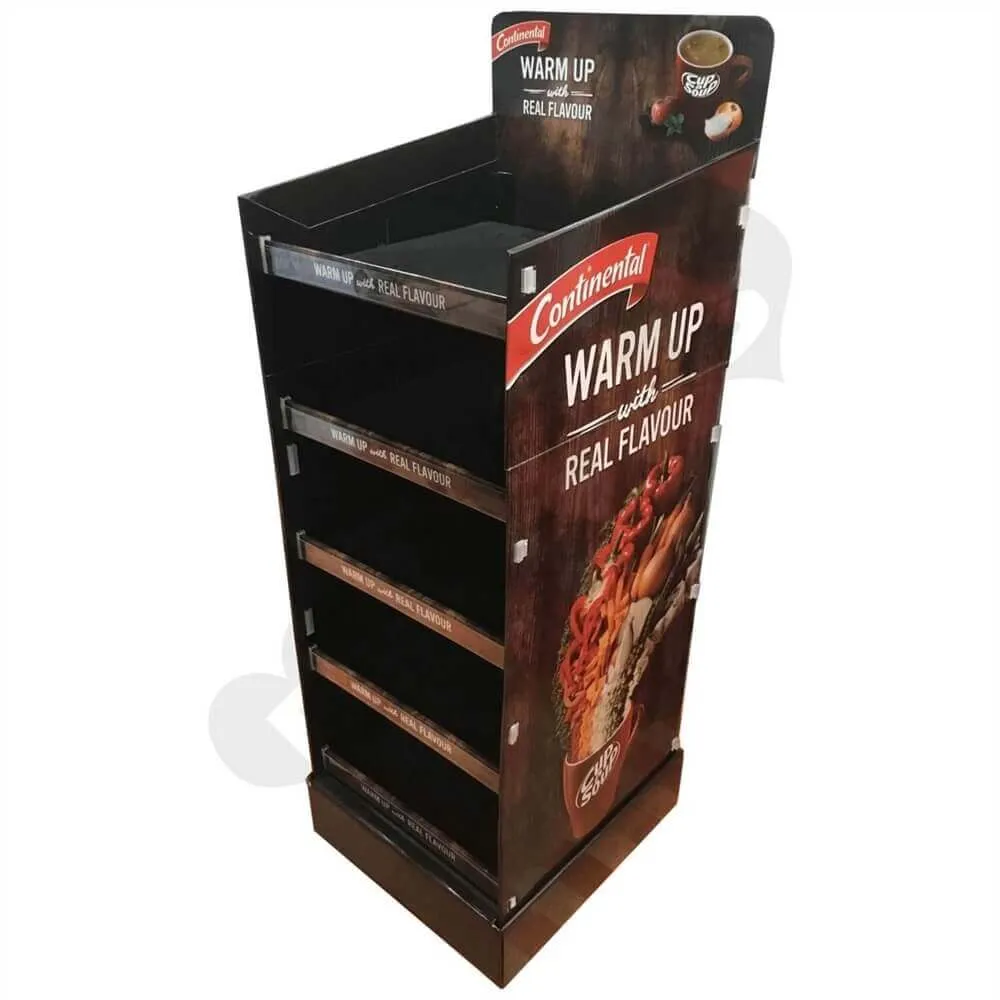 Corrugated Floor Stand POP Snack Shelf Sideview One