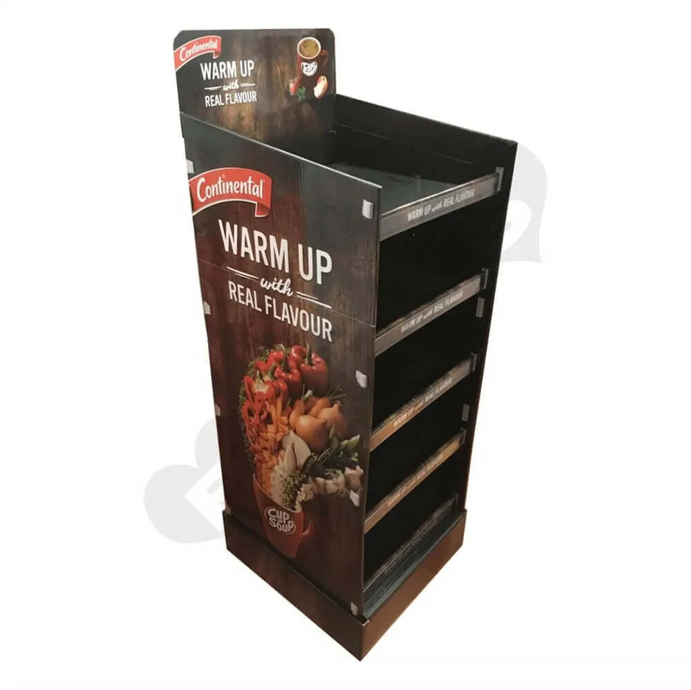 Corrugated Floor Stand POP Snack Shelf Sideview Three