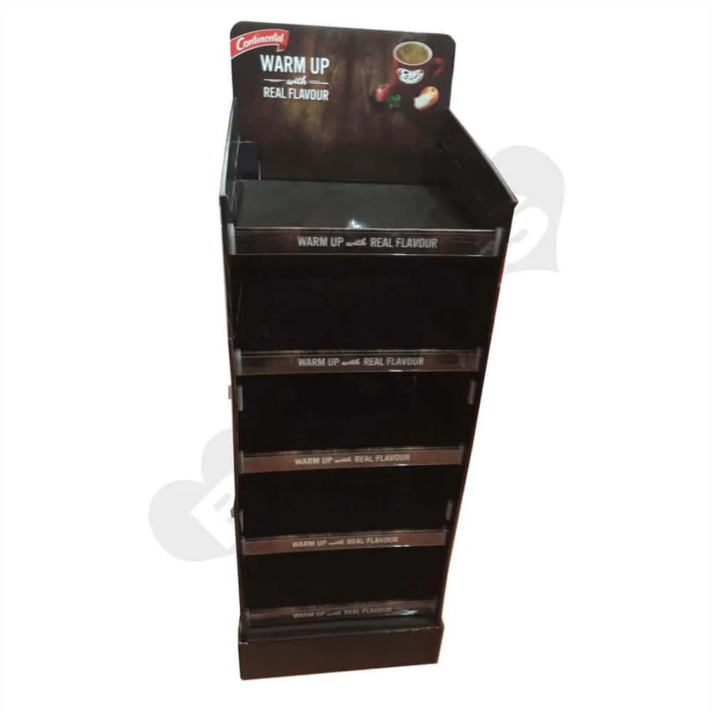 Corrugated Floor Stand POP Snack Shelf Sideview Two