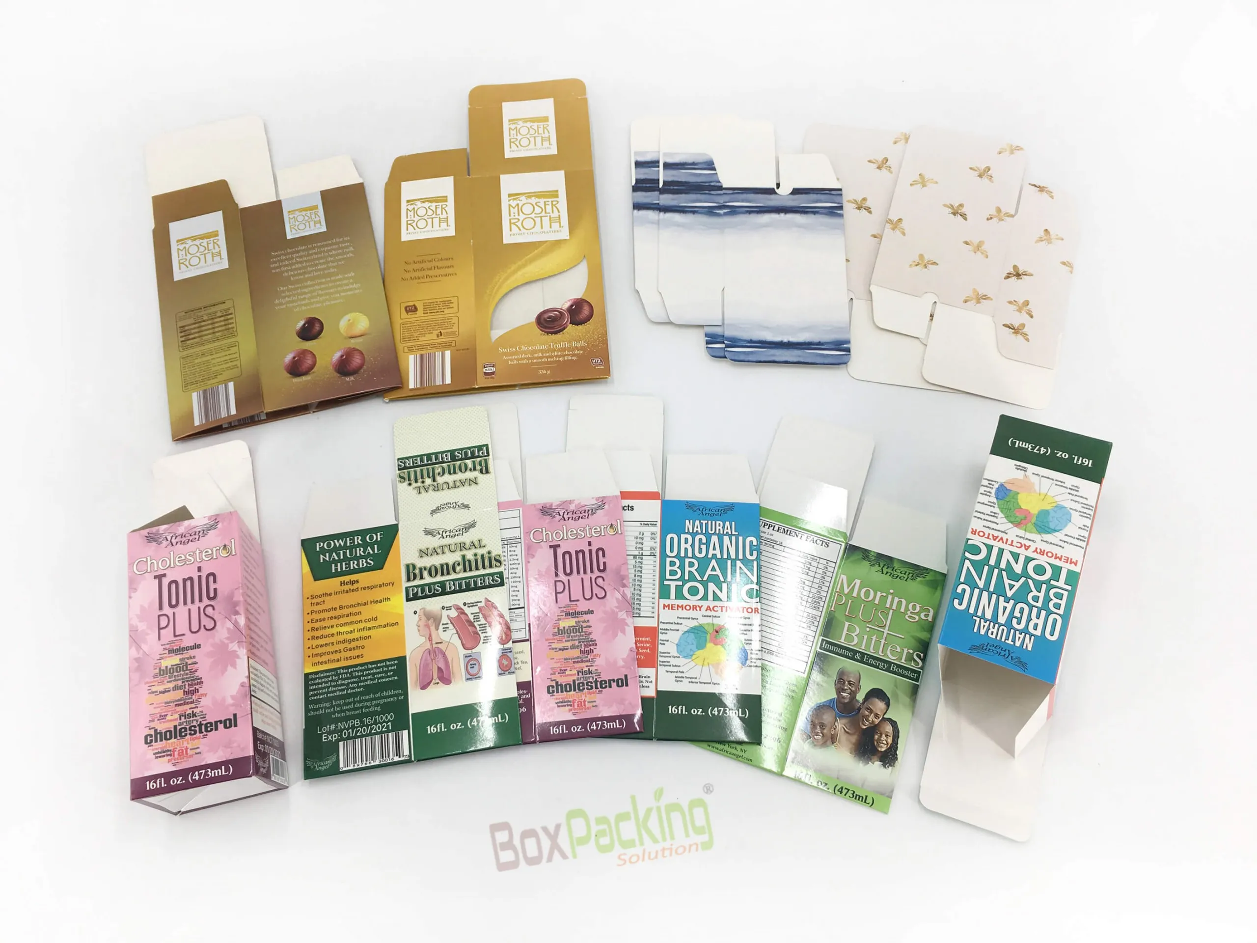 Custom Folding Cartons for Tonic and chocolates