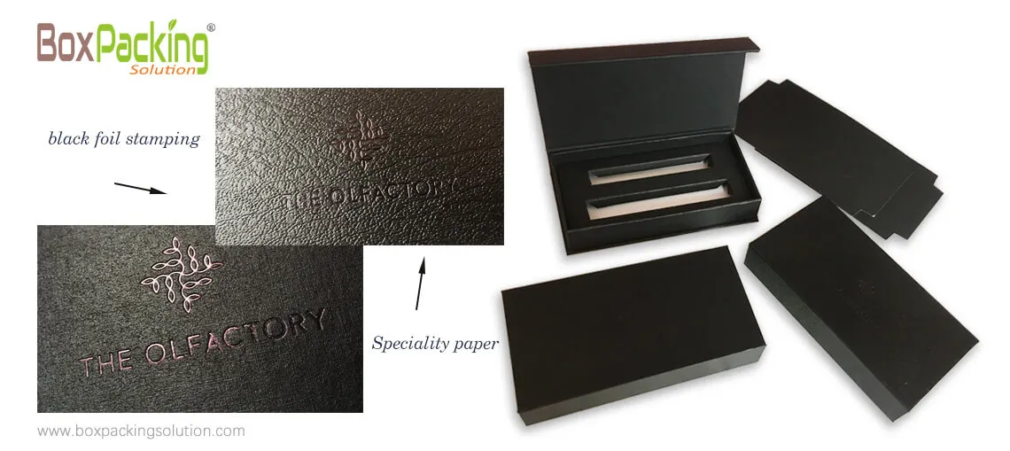 Custom Made Rigid Tooling Box With Black Foil Stamping