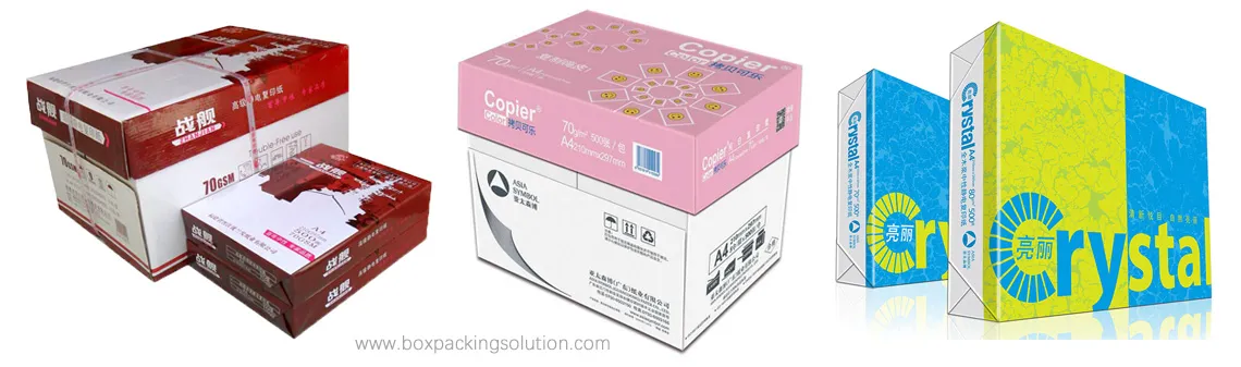 Caja de embalaje de resma de papel de copia A4 impresa personalizada