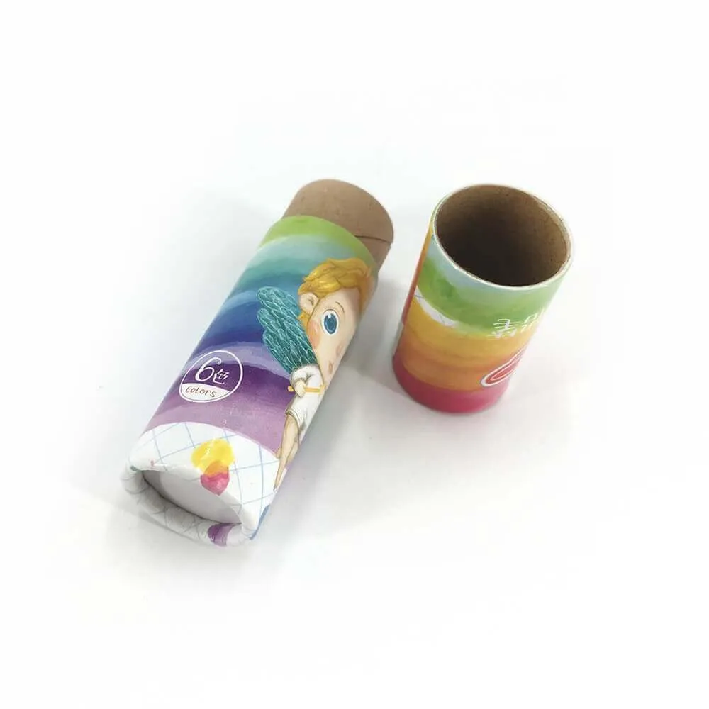 Custom Printed Crayon Cardboard Cylinder Side View Four