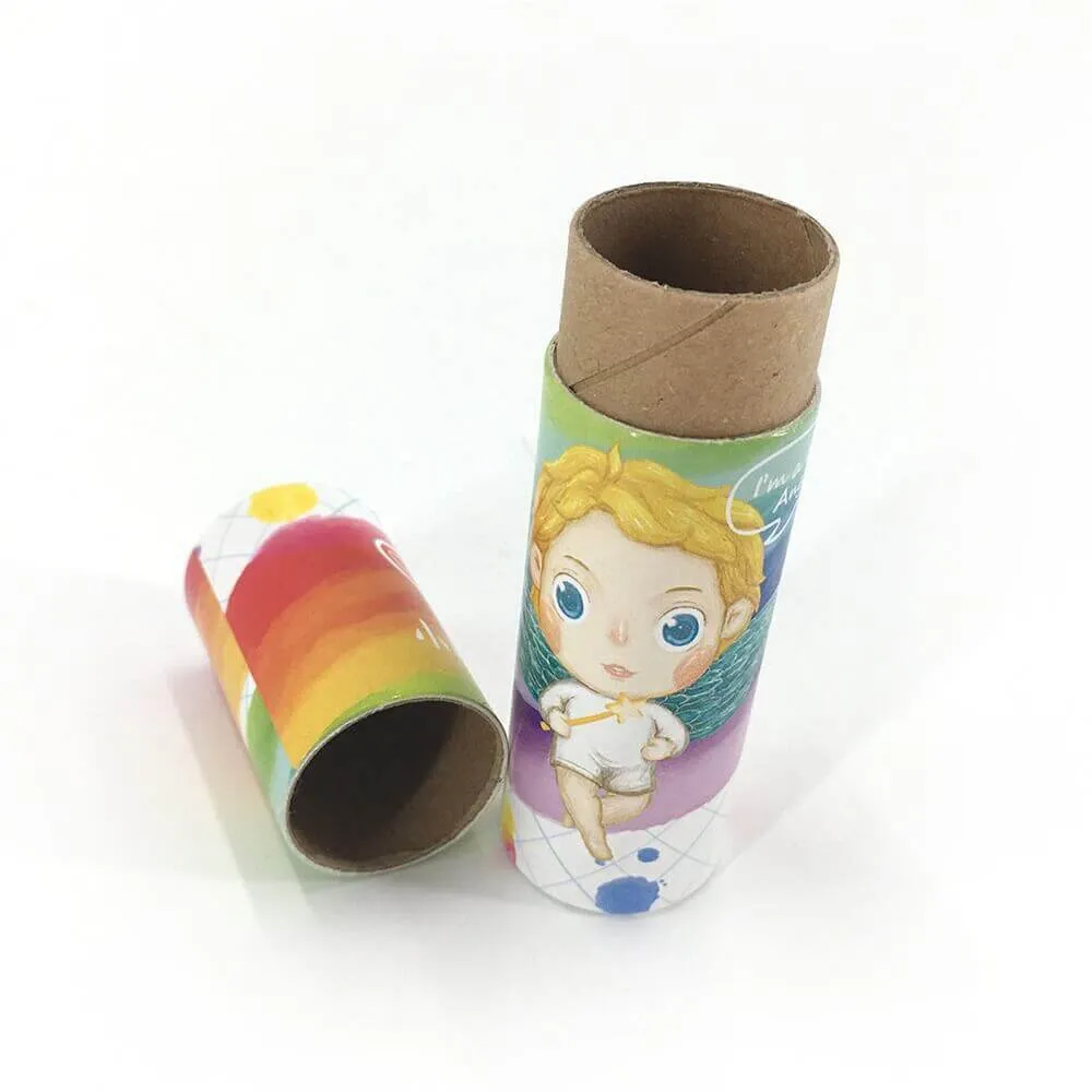 Custom Printed Crayon Cardboard Cylinder Side View Three