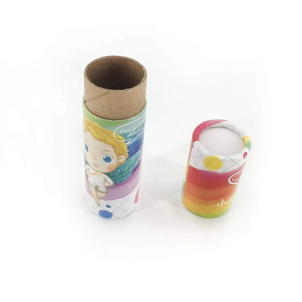 Custom Printed Crayon Cardboard Cylinder Side View Two