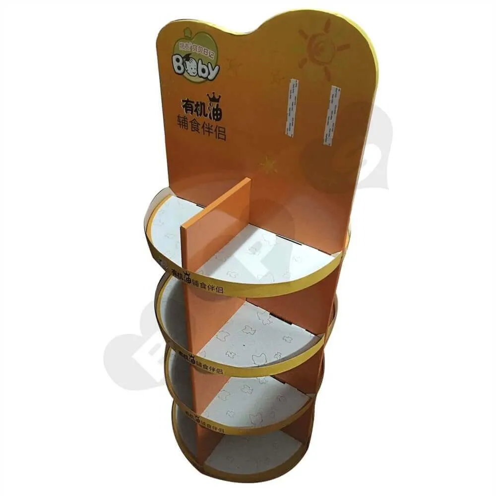 Custom Printed Round Corrugated Display Stand Sideview One