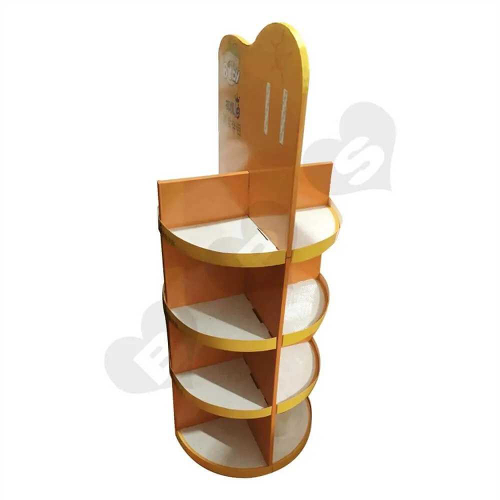 Custom Printed Round Corrugated Display Stand Sideview Three