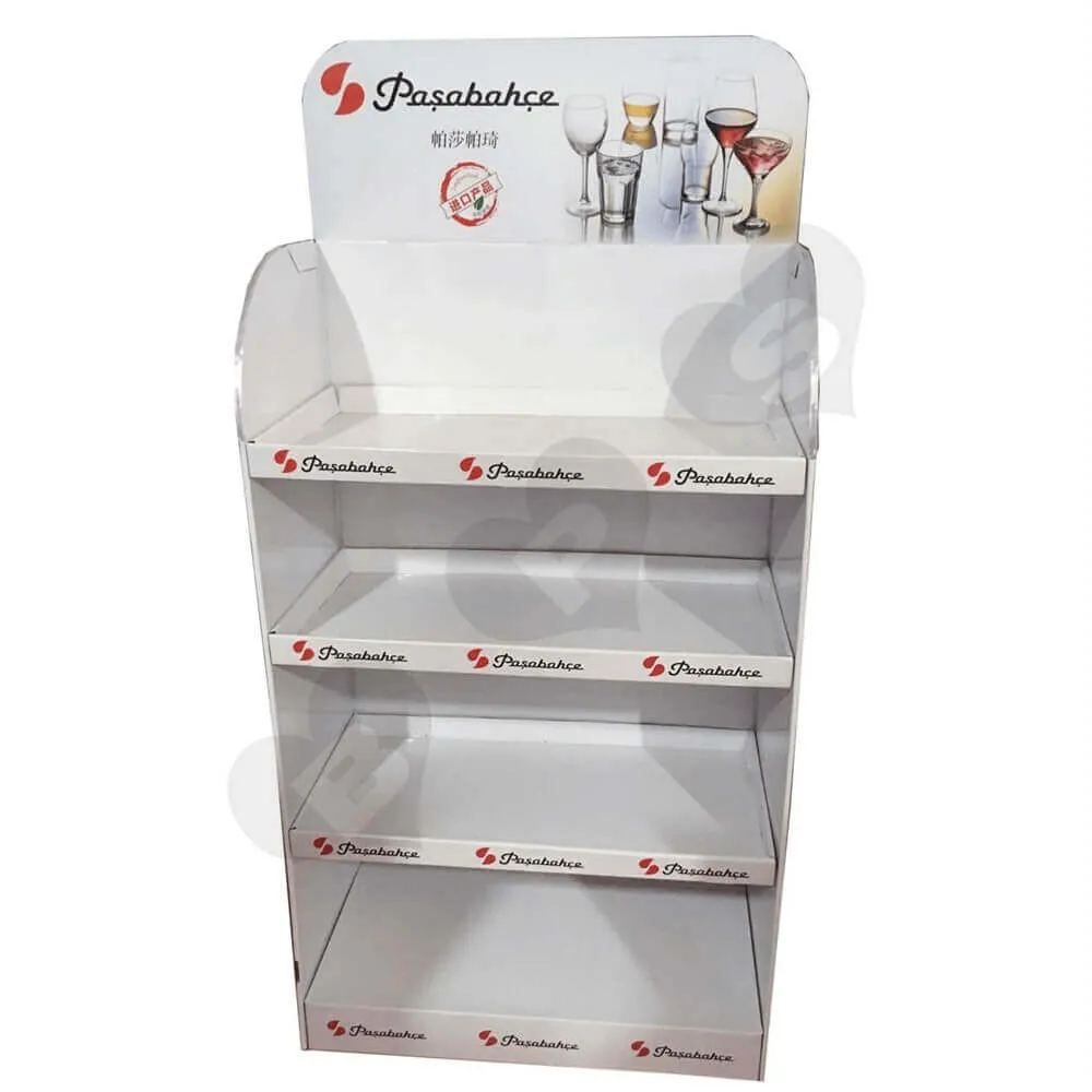 Custom Wine Glass Display Shelf Floor Stand Sideview Four