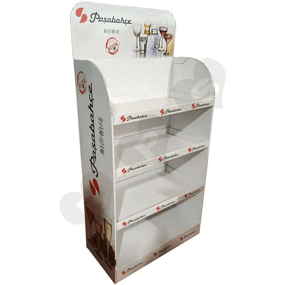Custom Wine Glass Display Shelf Floor Stand Sideview One