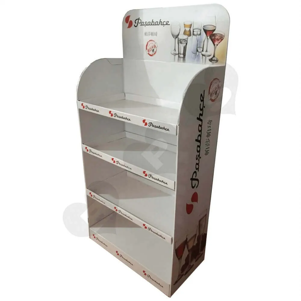 Custom Wine Glass Display Shelf Floor Stand Sideview Three