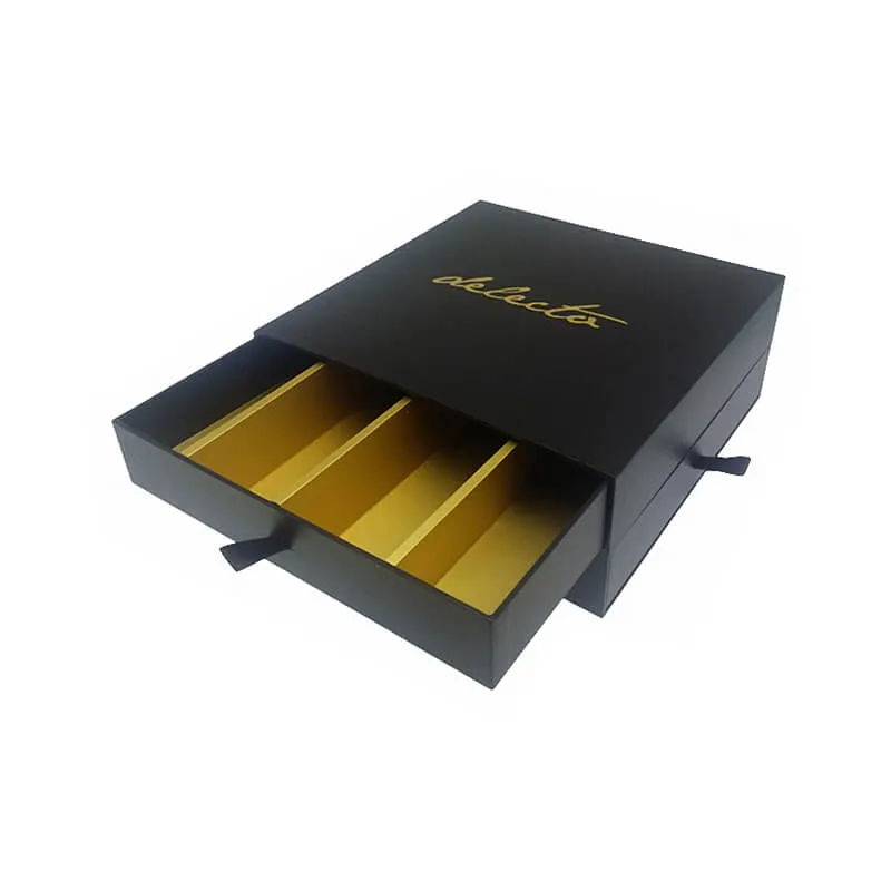 Drawer Style Gift Box With Gold Stamped Logo
