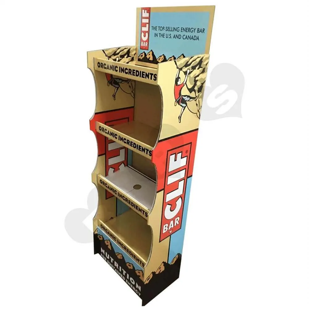 Energy Bar Corrugated Displays Floor Stand Sideview Three