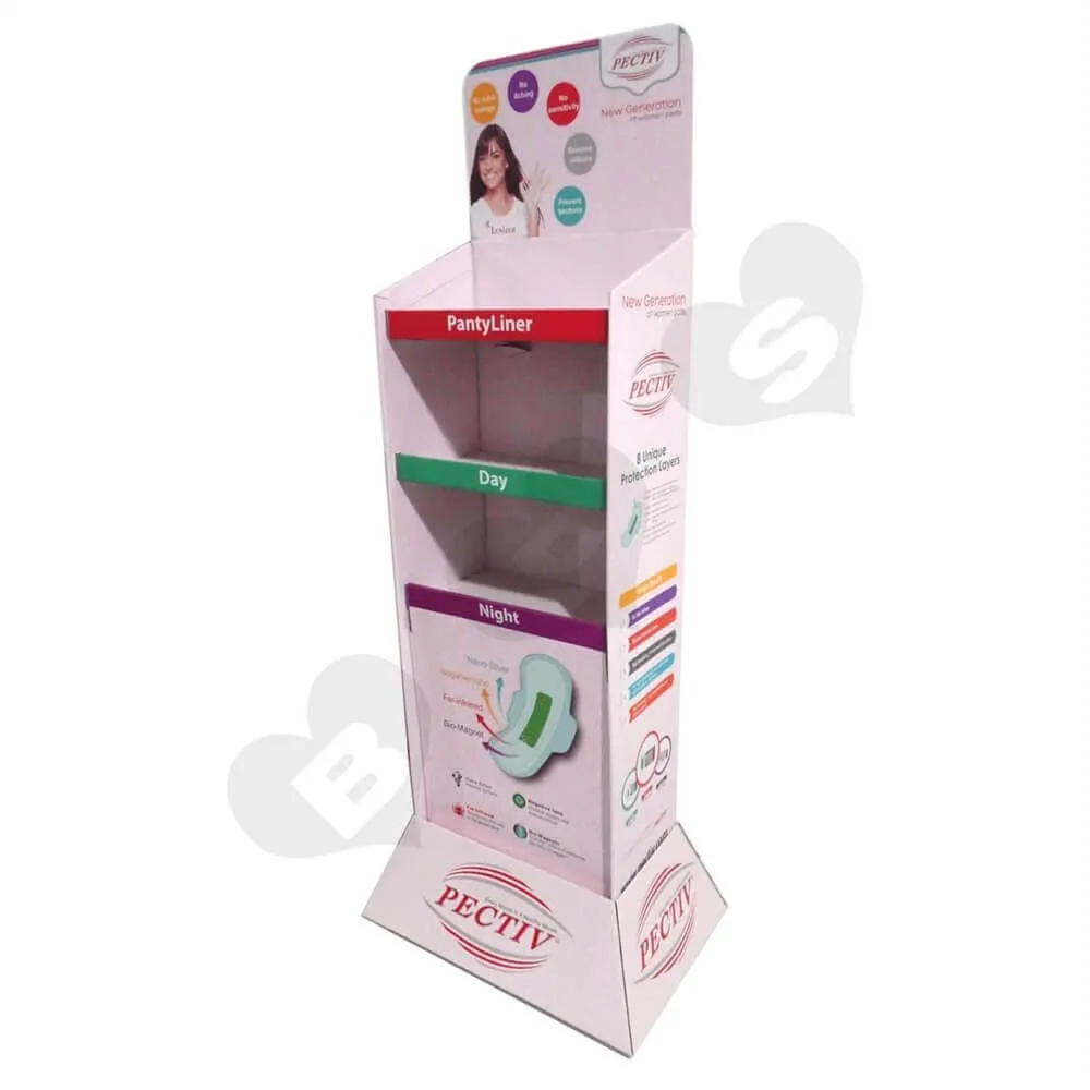 Large Sanitary Napkin Corrugated Floor Stands Sideview Five