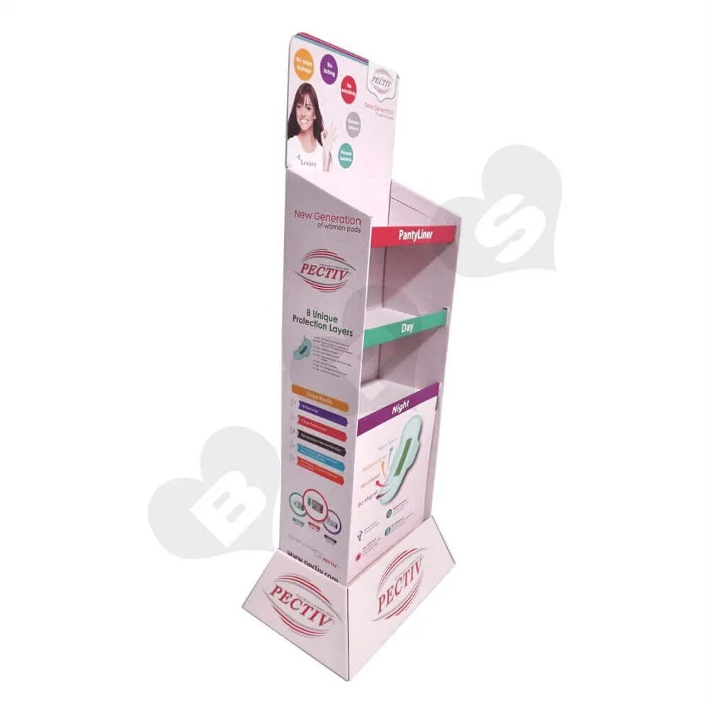 Large Sanitary Napkin Corrugated Floor Stands Sideview One