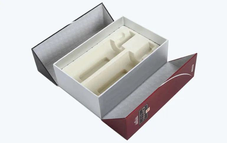 Luxury Red Wine Box With Flocking Blister Insert