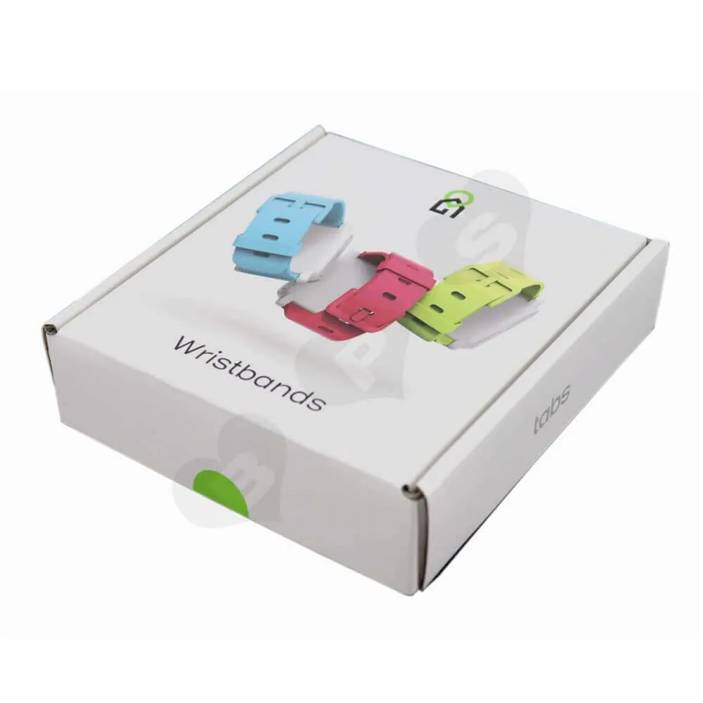 Offset Printed Wristbands Packaging Carton Box Side View One