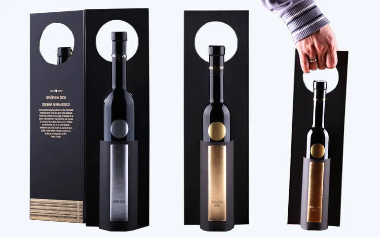 Papieren draagtas voor één fles wijn