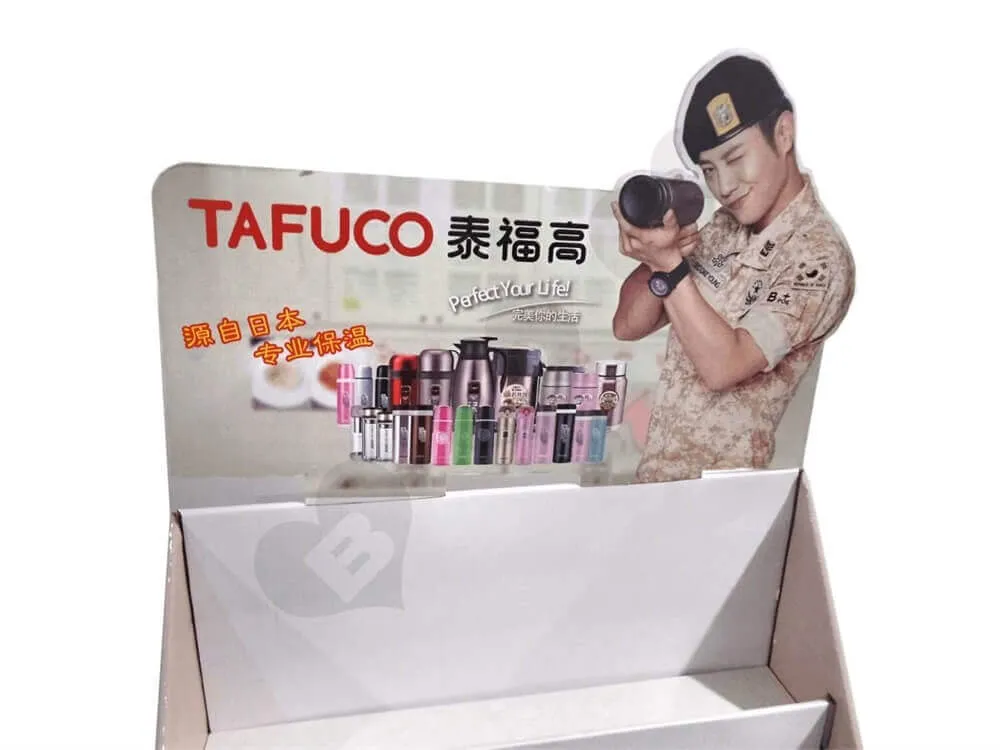 Printed Thermos Cup Display Counter Box Sideview Four