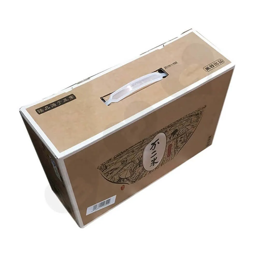 Rice Packaging Box With Handle Side View Four
