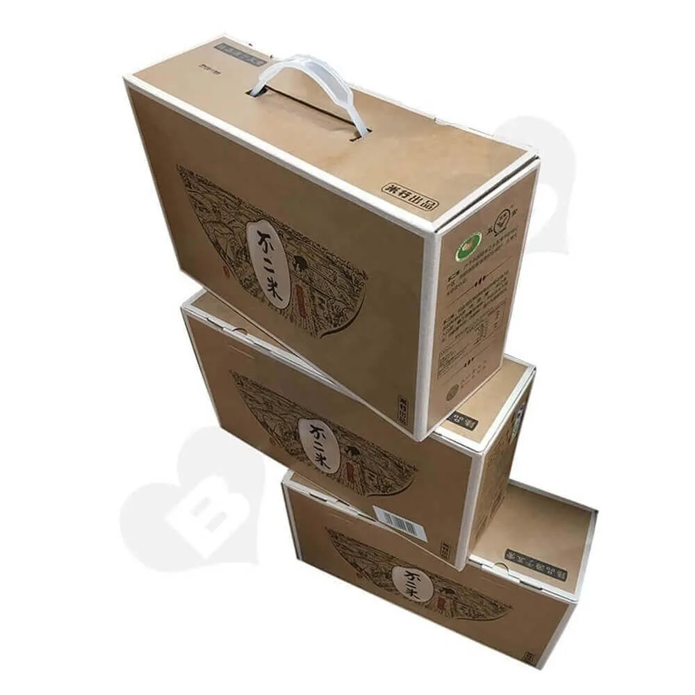 Rice Packaging Box With Handle Side View One