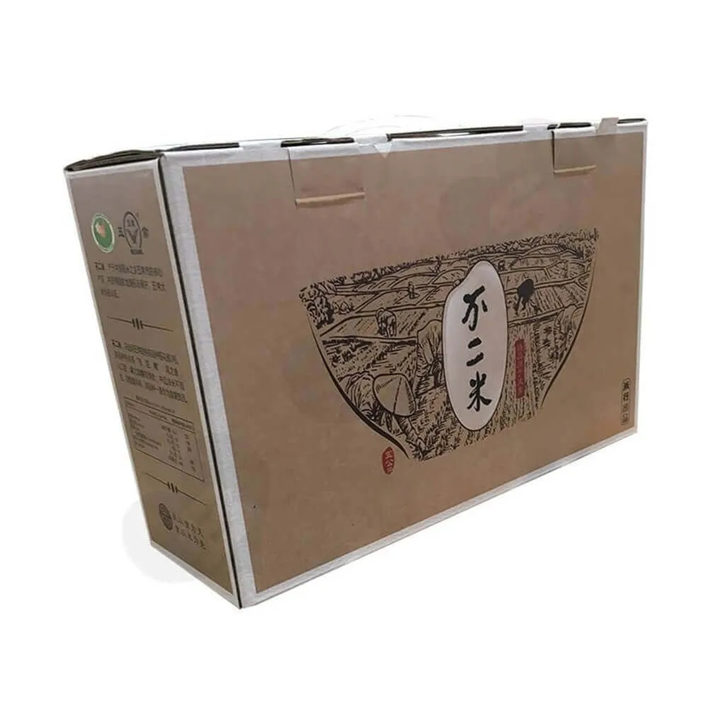 Rice Packaging Box With Handle Side View Three