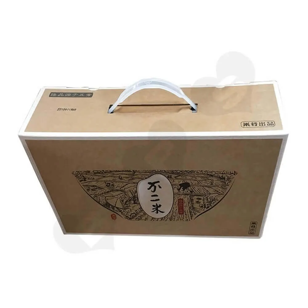 Rice Packaging Box With Handle Side View Two