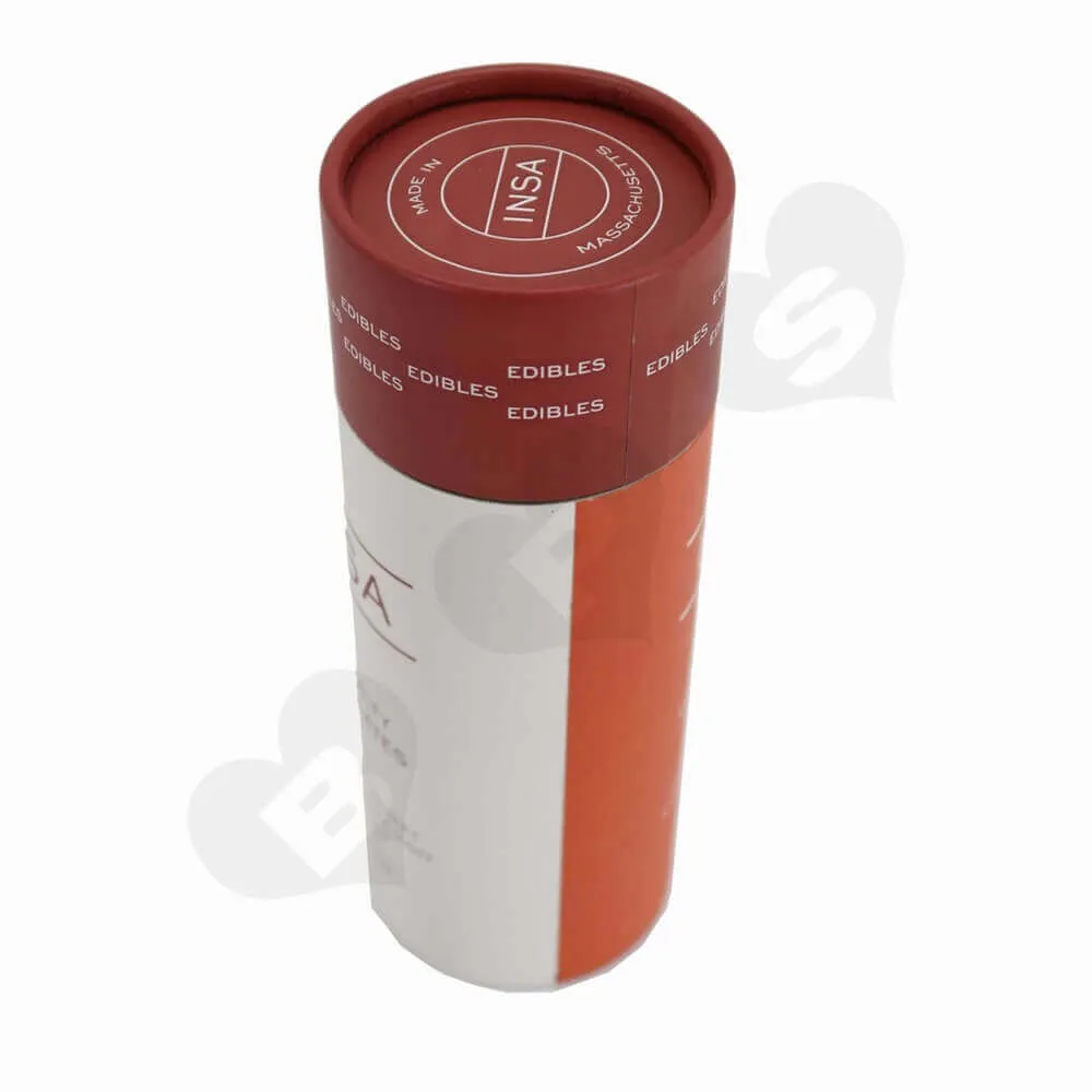 Round Cardboard Tube Cylinder Packaging For Snack Bar Side View Four