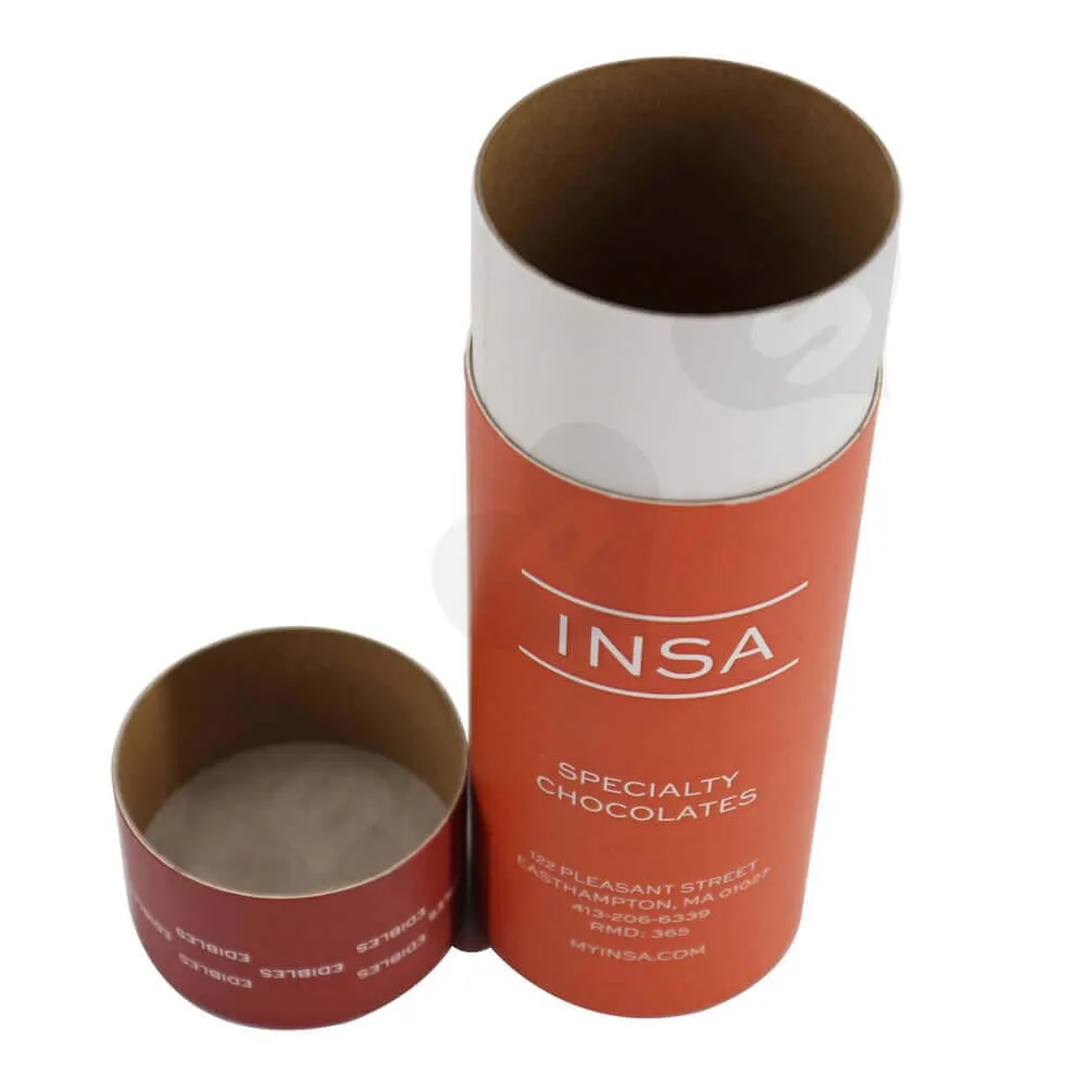 Round Cardboard Tube Cylinder Packaging For Snack Bar Side View Three