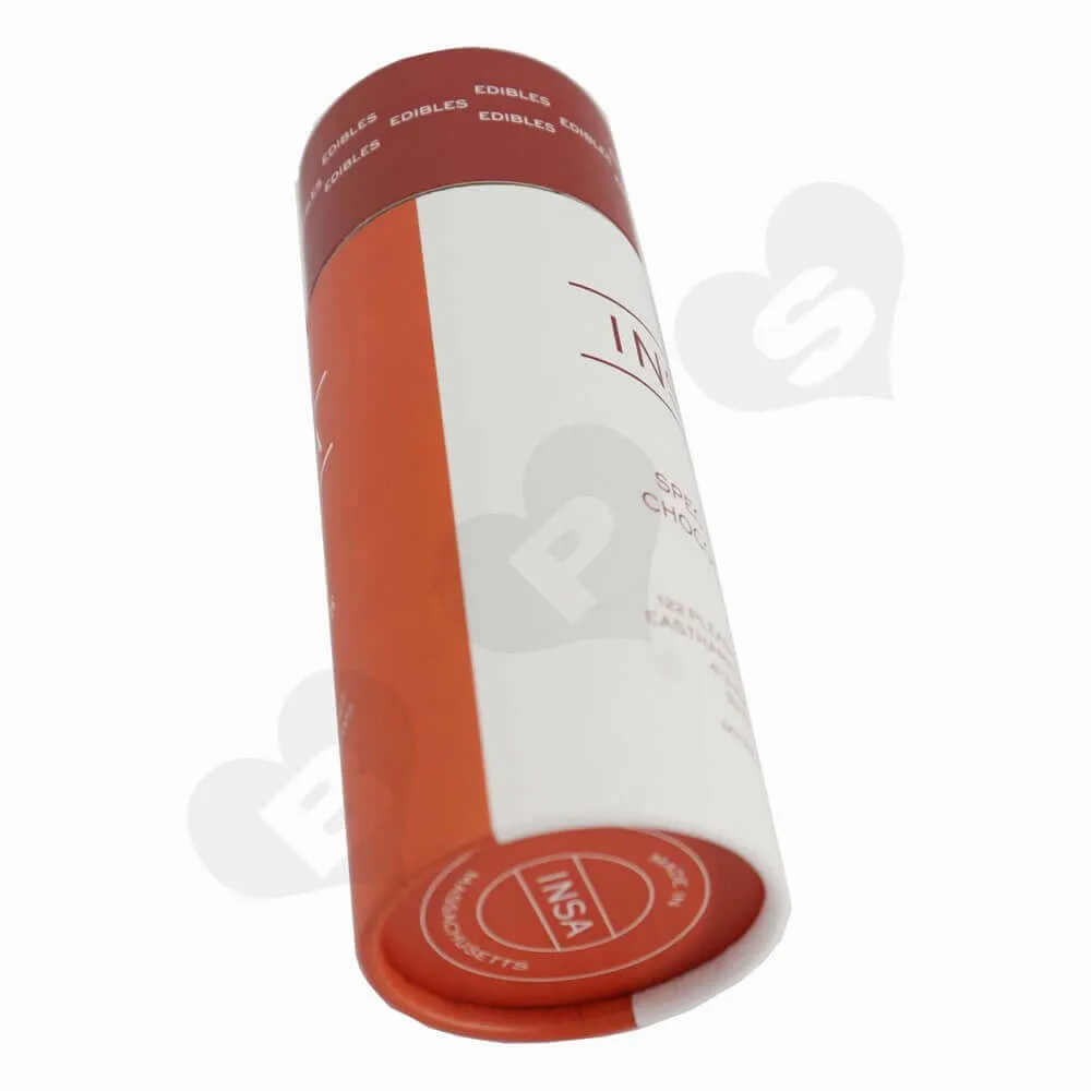 Round Cardboard Tube Cylinder Packaging For Snack Bar Side View Two