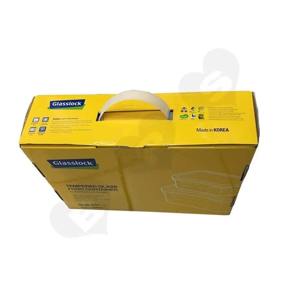 Tempered Glass Food Container Cardboard Packaging Suitcase Side View Four