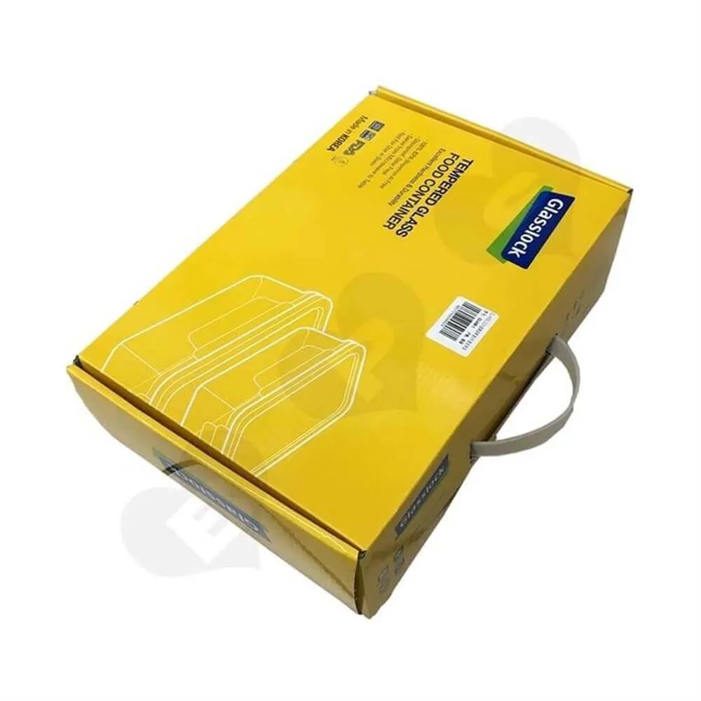 Tempered Glass Food Container Cardboard Packaging Suitcase Side View Six